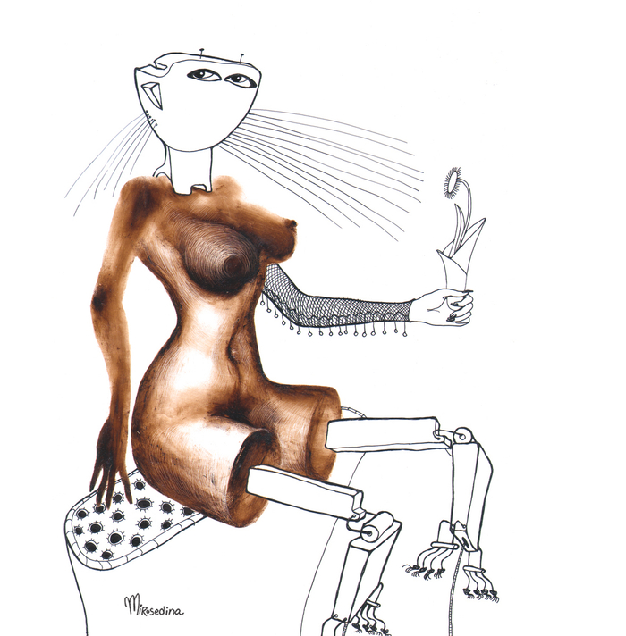 девушка, от волнения тыкает пальцем в мягкое кресло*