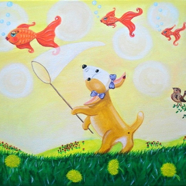 Собачка Мася на рыбалке