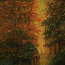 Дом в осеннем лесу