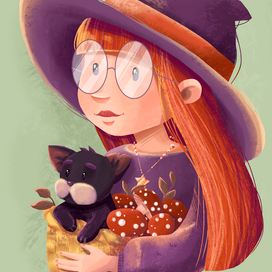 Ведьмочка с грибами