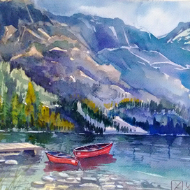 The Mountains Watercolor 