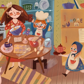 Веселая готовка , с милыми помощниками 