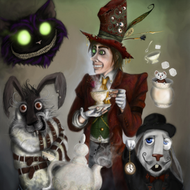 "Hatter's Party" иллюстрация к Алисе в стране чудес 