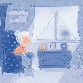 Иллюстрация для детской книги, тихая книга о бабушке