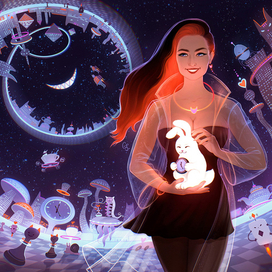 Алиса в стране чудес в стиле киберпанк