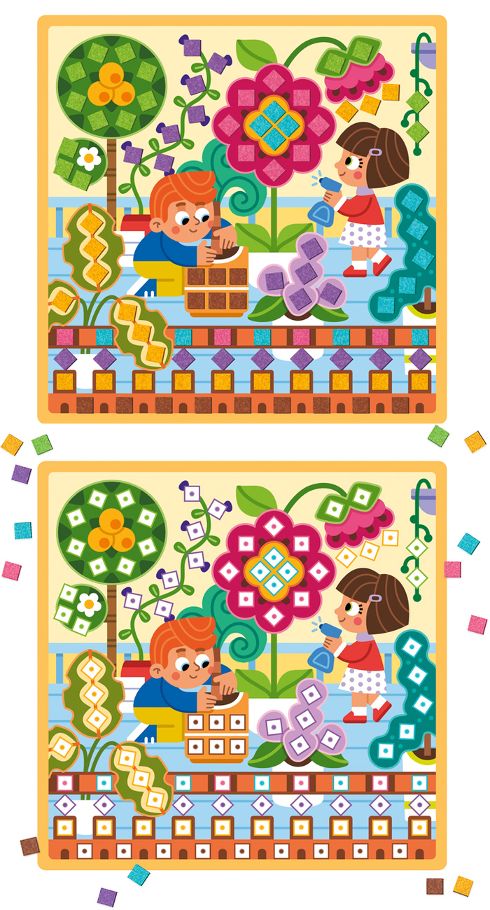 Магнитная мозаика на подложке для детей, оранжерея