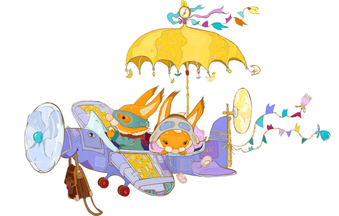 белочки на самолётике 