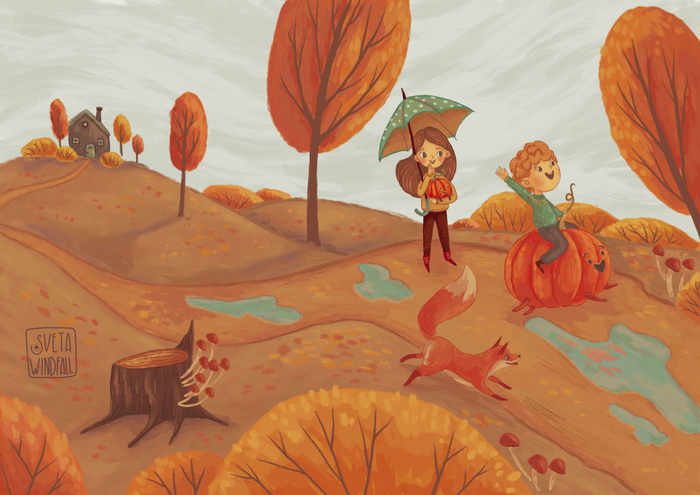 Иллюстрация для обложки осеннего номера детского журнала