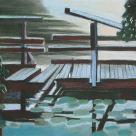 Мост на Тракайском озере. 2014. б., пастель, 50х65.