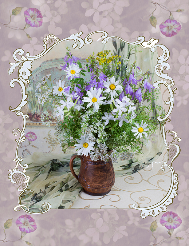 Ромашки и колокольчики. Обложка к тетради.