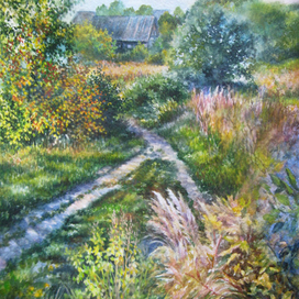 Теплый закат на осенних тропинках.