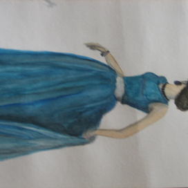 девушка в синем