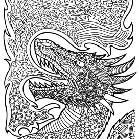 Мифическая раскраска5. Дракон.