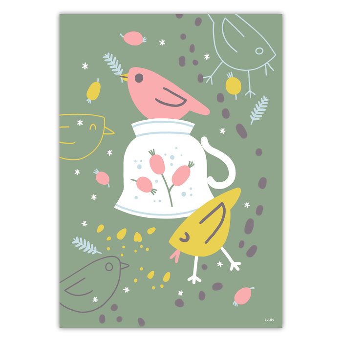 Новогодняя открытка - птицы