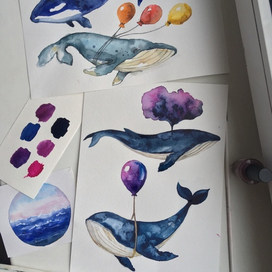 Акварельные киты