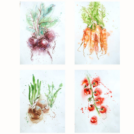 Овощи акварелью