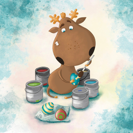 Олень красит яйца 