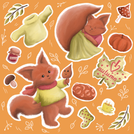 Осенние стикеры для детей