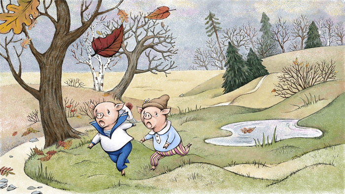 Три поросёнка. Бегство.