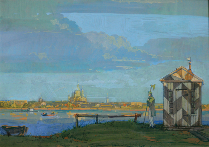 Обломовъ. Вид на Смольный собор через Неву.