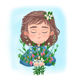 Девочка с цветами