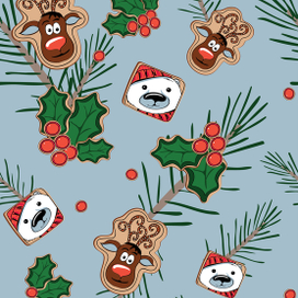 бесшовный паттерн из рождественской тематики