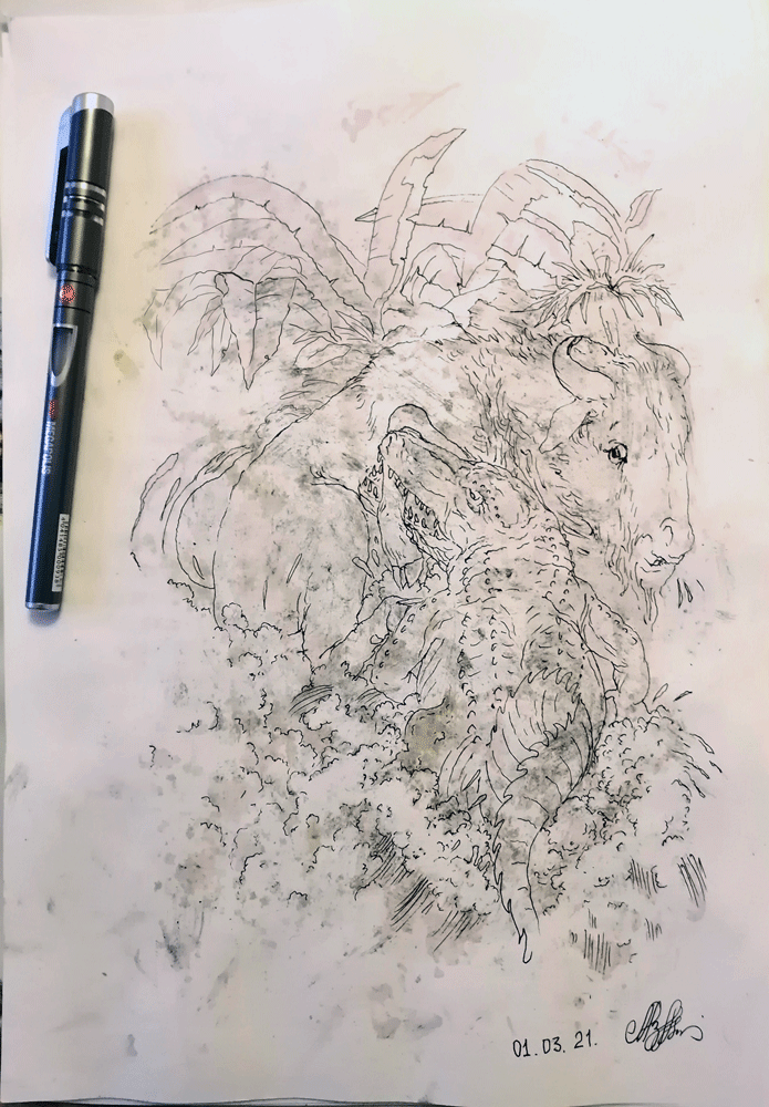 На водопое..- рис. из пятна..