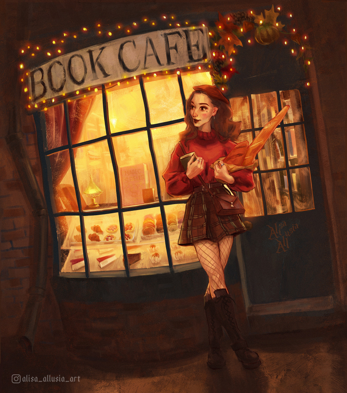 Уютное кафе осень девушка