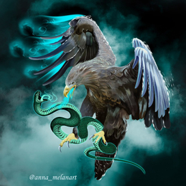 Орел борется со змеей 