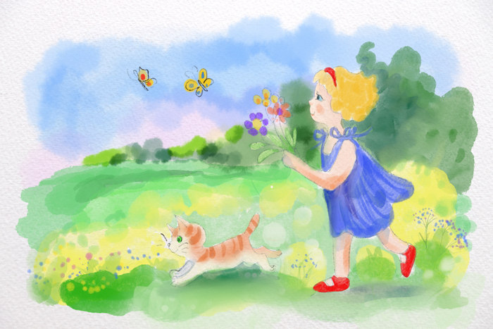 Девочка с котенком