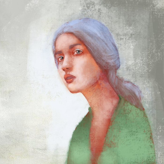 Блондинка в зелёной ковте