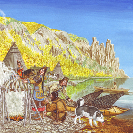 Иллюстрация на упаковку для копчёной рыбы.