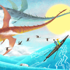 "беС крыльев" , картинка на майский лист календаря.