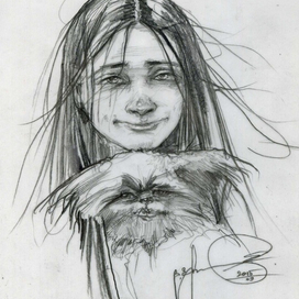 The girl in the Berlin subway. sketch.