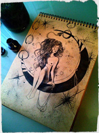 Зарисовка "Девушка - Луна"