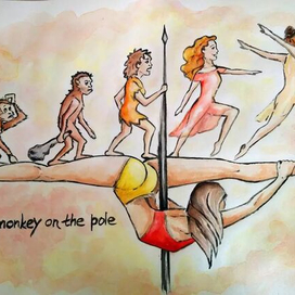 Crazy monkey on the pole