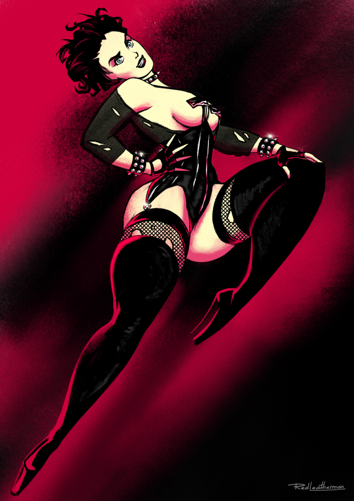 Пин-ап открытка к альбому "Turbo" группы Judas Priest