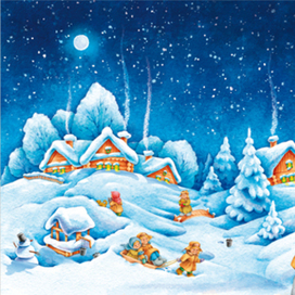 Новогодняя иллюстрация .Деревня