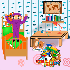 Иллюстрация к книге "A True Ninja Loves Tidiness".