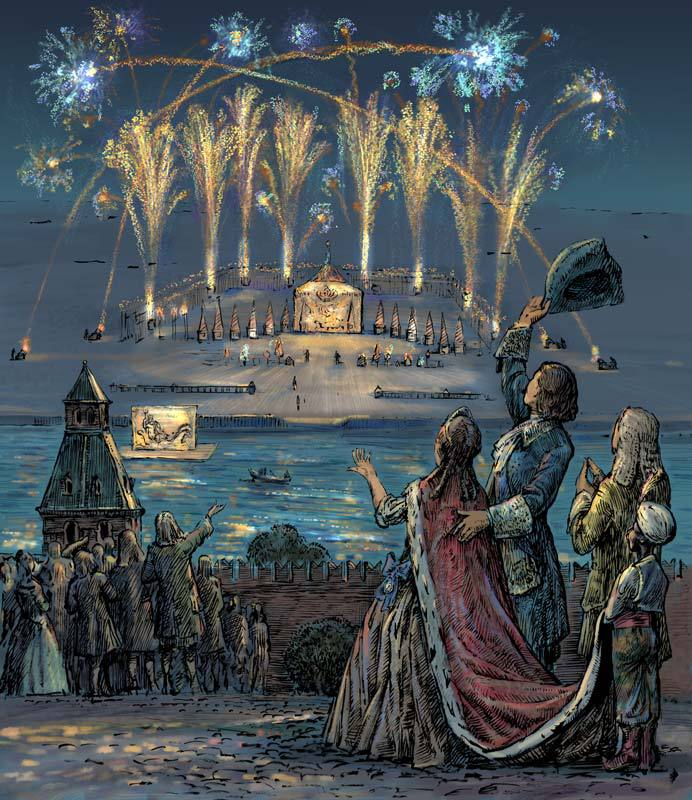 фейерверк, посвящённый коронации Екатерины I