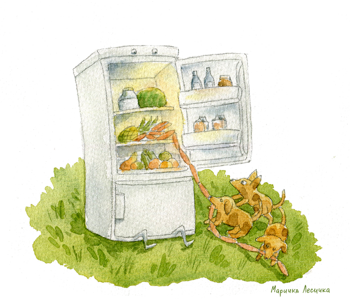 холодильник и щенки