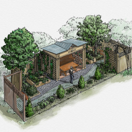 Участок с летним павильоном