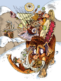 Иллюстрация к книге А. Усачёва «Первобытная история», издательство «Азбука», 2015 г.