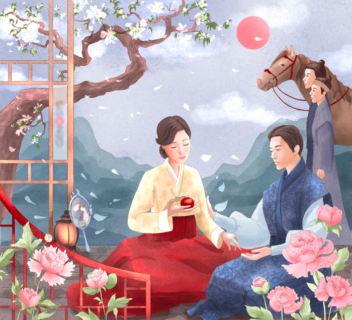 Иллюстрация к корейской сказке «Три подарка» 
