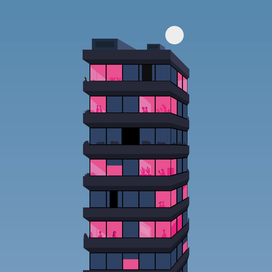 дом с розовыми окнами