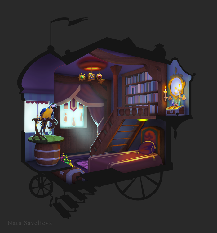 Концепт интерьера вагончика гадалки