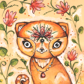 Котик в лотосах