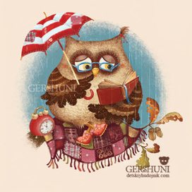 Иллюстрация к стихотворению "Сова под зонтиком"..))