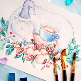 Белый мишка и какао