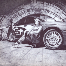 девушка возле машинки)